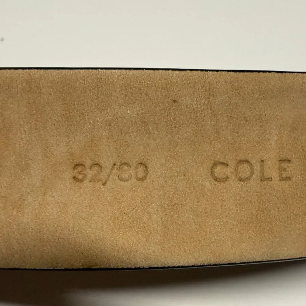 Cole Haan Brown Perforated Leather Belt with Silver Buckle 32